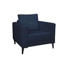 Fotel Lara nowoczesny fotel do salonu granatowy tapicerowany z podłokietnikami