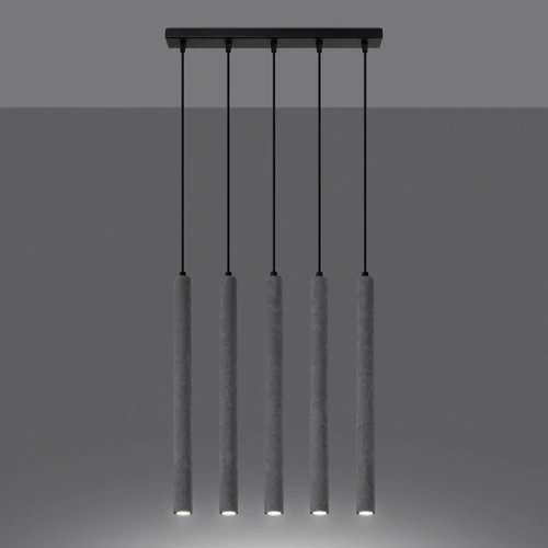 Nowoczesna lampa wisząca betonowa Pastelo 5L szara do salonu jadalni lub kuchni