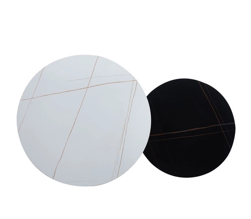 Zestaw 2 okrągłych stolików kawowych Tifa marmurowych do salonu nowoczesnych Intesi 80/60 cm