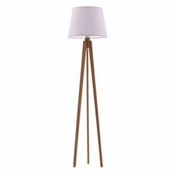 Lampa stojąca do salonu Curacao nowoczesna drewniana z abażurem fioletowym Lysne 158 cm