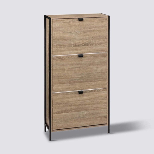 Szafka na buty Aliaj 3-drzwiowa wysoka, loftowa naturalna i czarna do przedpokoju 5five