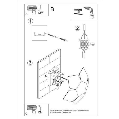 Nowoczesny kinkiet ścienny Penta Sollux czarny metalowy do salonu i sypialni 30 cm