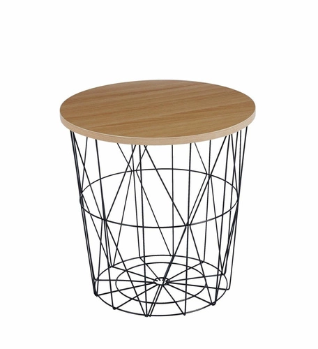 Stolik kawowy okrągły Salvatore 42 cm dąb naturalny czarny nowoczesny do salonu Intesi