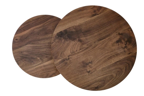 Zestaw 2 okrągłych stolików kawowych Tabarka orzechowy loftowy do salonu Intesi