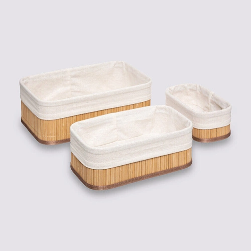 Zestaw 3 bambusowych koszy Vannerie do przechowywania na regał nowoczesny styl