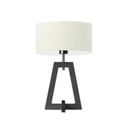 Lampka nocna Clio nowoczesna z abażurem ecru i drewnianą podstawą glamour do sypialni
