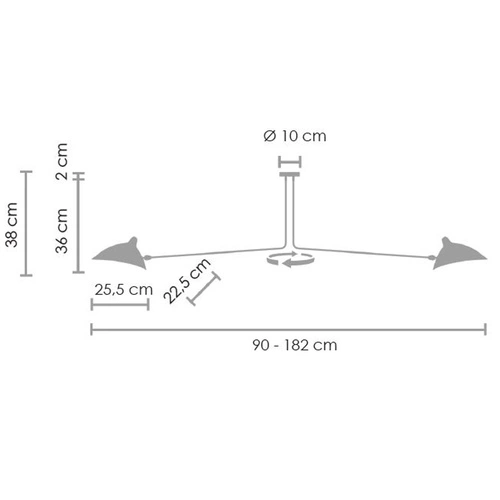 Lampa sufitowa CRANE-2P czarna metalowa dwuramienna do salonu i jadalni Step into Design