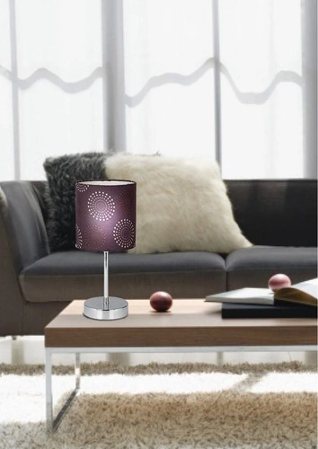 Nowoczesna lampa stołowa Emily brązowa z tkaninowym abażurem do sypialni i salonu CANDELLUX