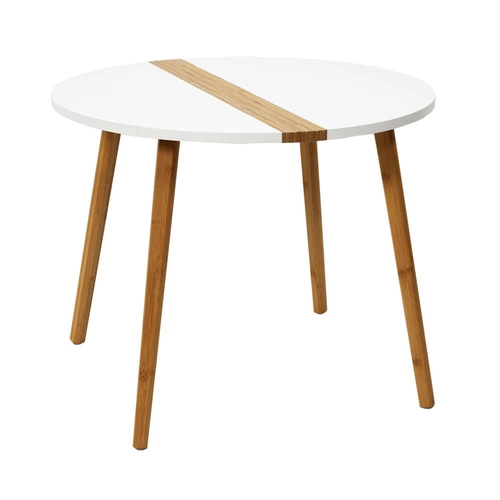 Zestaw 2 okrągłych stolików kawowych Paraiba biały drewniany skandynawski do salonu 2w1