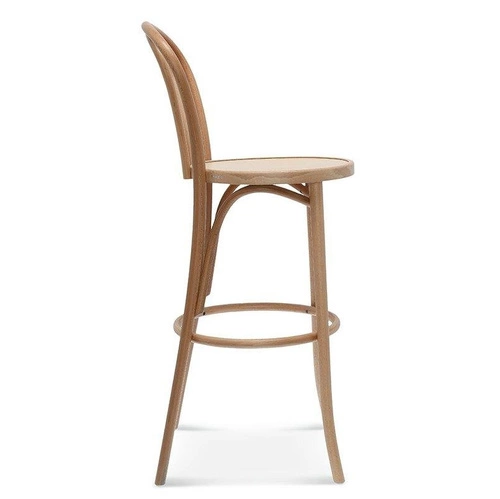 Hoker drewniany z oparciem BST-18 Fameg personalizowany, skóra naturalna, 75 cm do kuchni