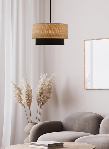 Lampa wisząca Ritana 25 czarna nowoczesna z tkaniny do salonu i jadalni regulowana