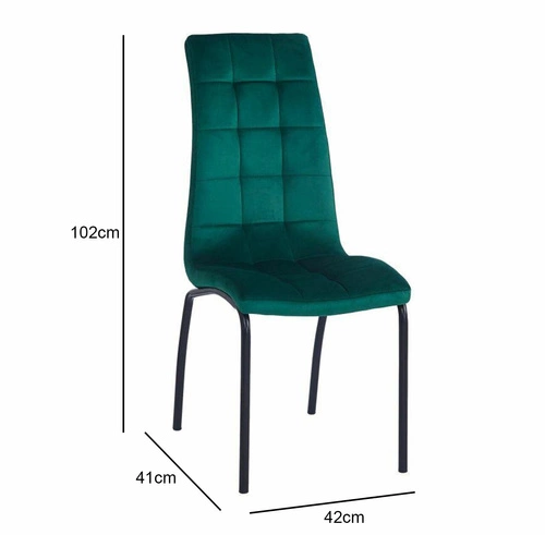 Krzesło do jadalni Ezara Intesi tapicerowane welur zielone nowoczesne na czarnych nogach