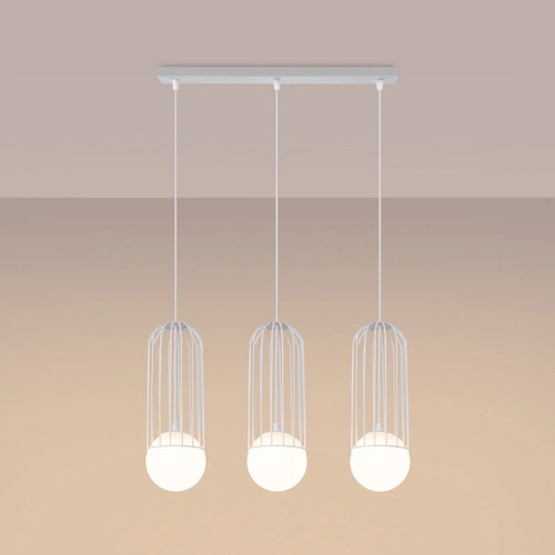 BRINA 3L nowoczesna biała lampa wisząca do salonu i jadalni potrójna SOLLUX