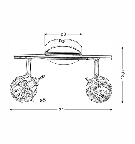 Lampa sufitowa Bombola chromowana 2-punktowa regulowana do salonu i sypialni CANDELLUX
