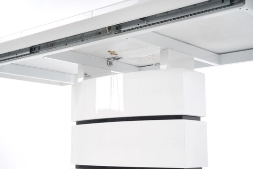 Stół rozkładany do jadalni Benno biały glamour 160-200 cm nowoczesny MDF metal Intesi