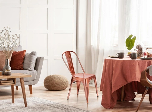 Krzesło metalowe Paris miedziane do jadalni i kuchni inspirowane Tolix loft D2.DESIGN