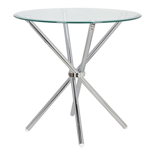 Stół okrągły szklany Ufo 90 cm transparentny nowoczesny do jadalni i salonu chrom Intesi