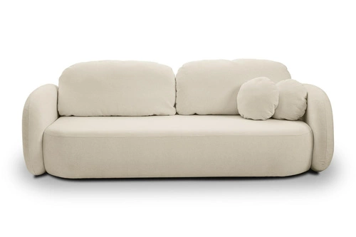 Sofa rozkładana Salby 3 osobowa z funkcją spania i pojemnikiem beżowa do salonu