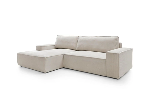 Narożnik z funkcją spania Molde M lewy beżowy nowoczesny do salonu z pojemnikiem