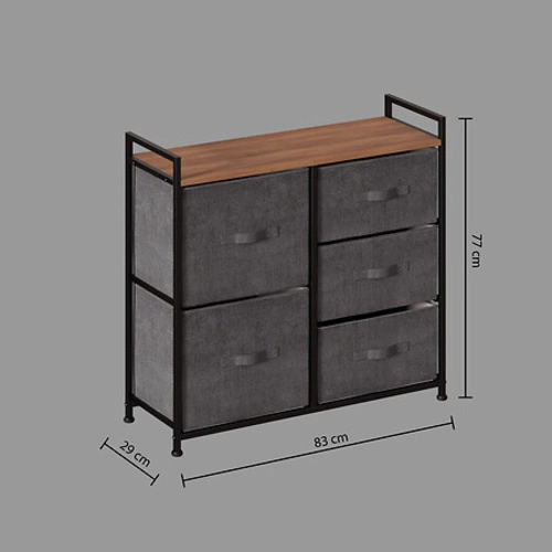 Komoda z szufladami Tissa 77 cm nowoczesna czarno-szara na nóżkach do salonu 5five
