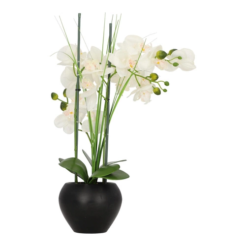 Sztuczny storczyk Atmosphera biały nowoczesny do salonu 53 cm jak żywy w doniczce