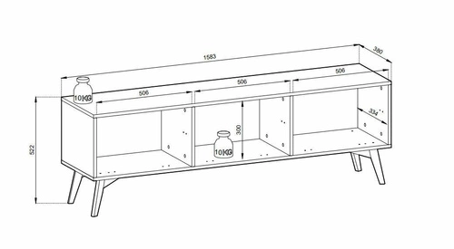 Szafka RTV drewniana Sage 160 cm do salonu boho glamour z frontem w jodełkę Intesi