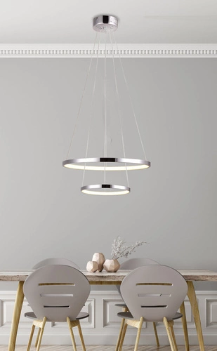 Nowoczesna lampa wisząca LED Lune 50 chrom regulowana do salonu i jadalni 50 cm