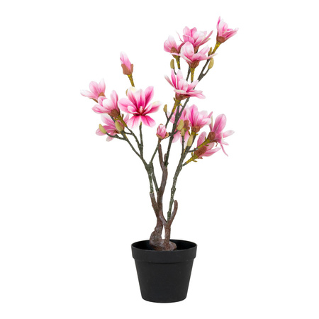 Sztuczna roślina Magnolia różowa 74cm