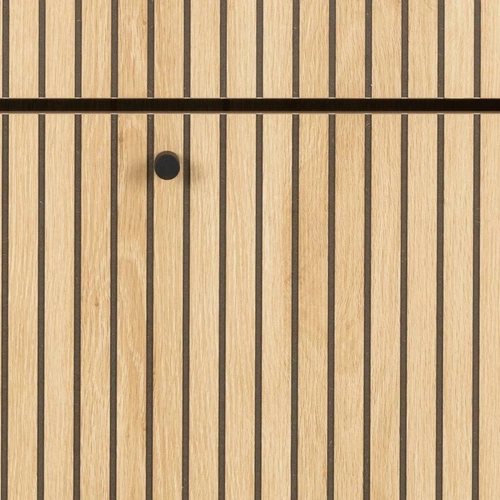 Wysoka szafka na buty Albany Actona z 3 ryflowanymi frontami dąb naturalny skandynawska do przedpokoju