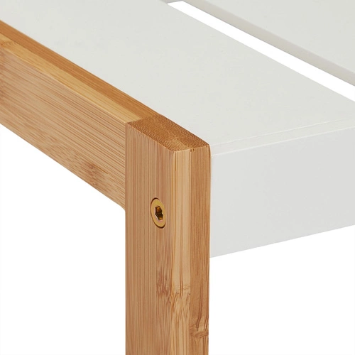 Szafka na buty Giselda Intesi biała bambusowa dwupółkowa skandynawska do przedpokoju