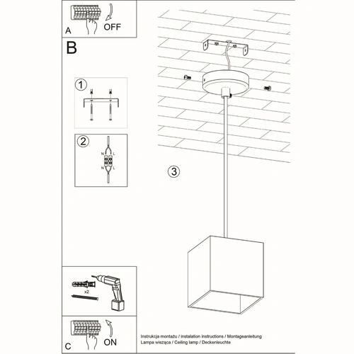 Lampa wisząca Quad czarna nowoczesna pojedyncza do kuchni i nad stół jadalniany