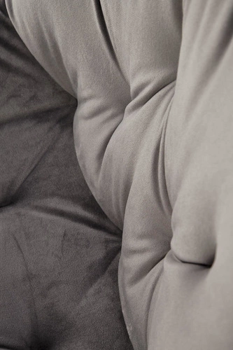 Krzesło tapicerowane welurowe Veroniq szare obrotowe nowoczesne do jadalni i salonu Intesi