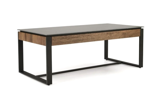 Stolik kawowy Amar prostokątny czarny marmur nowoczesny loftowy do salonu 121x61 cm Intesi