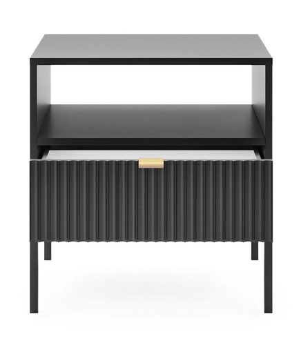 Zestaw mebli do sypialni czarny/czarny Delicious ryflowane fronty