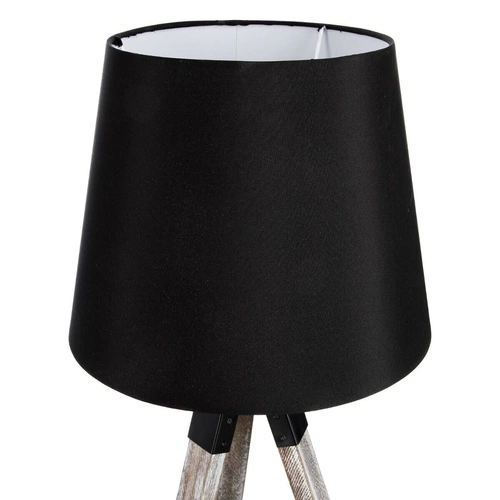 Lampa stojąca do salonu Runo Atmosphera czarna nowoczesna drewniana z abażurem 58 cm