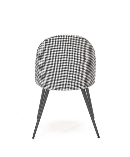 Krzesło tapicerowane Malva pepitka czarne białe welur do jadalni nowoczesne Intesi