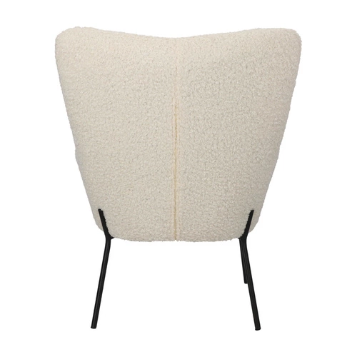 Fotel uszak Glasgow biały do salonu nowoczesny tapicerowany boucle z podłokietnikami Intesi