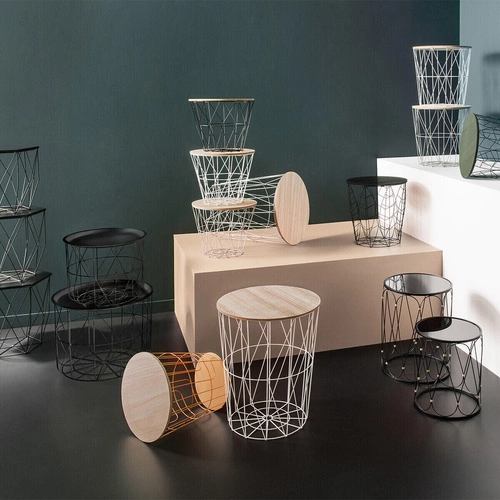 Stolik kawowy Kumi okrągły niski drewniany skandynawski czarny do salonu Atmosphera 38 cm