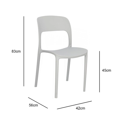 Krzesło do jadalni i ogrodu Flexi szare nowoczesne z tworzywa sztaplowane Intesi