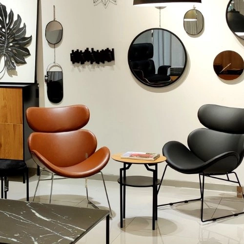 Fotel wypoczynkowy Cazar czarny skóra ekologiczna na płozach loftowy do salonu Actona