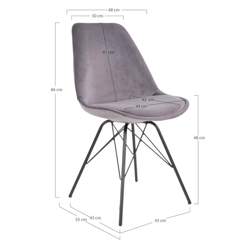 Krzesło Oslo Velvet szare