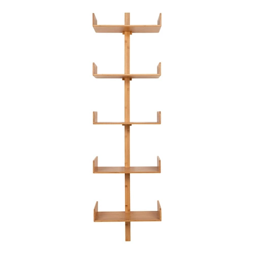 Półka na książki drewniana bambusowa 5 poziomów Intesi nowoczesna do salonu 180 cm