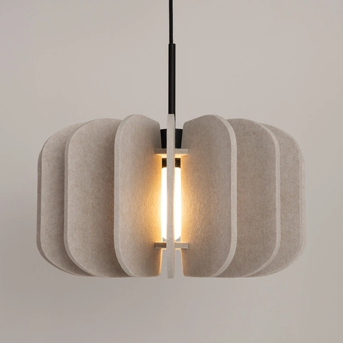 Nowoczesna lampa wisząca MULA 45 beżowa z filcu do salonu i jadalni 45 cm