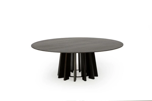 Stolik kawowy okrągły TAVLE czarny dąb 100 cm nowoczesny drewniany do salonu NORDIFRA