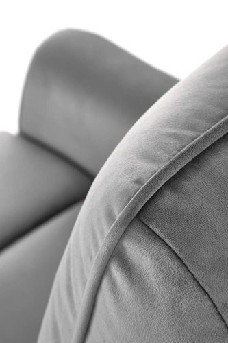 Fotel rozkładany do salonu Karlin welurowy szary glamour z funkcją relaks i gniazdem USB