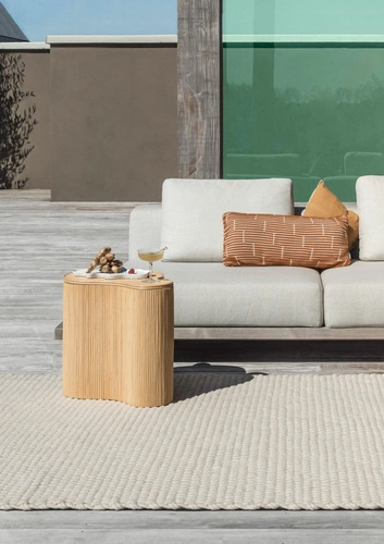 Dywan zewnętrzny Lace White Sand 200x280 nowoczesny beżowy na taras i balkon łatwoczyszczący