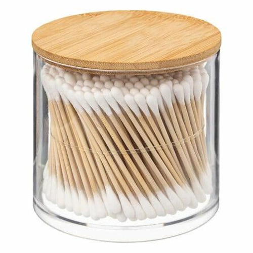 Organizer na kosmetyki Selena transparentny z bambusową pokrywą do łazienki 5five simply smart