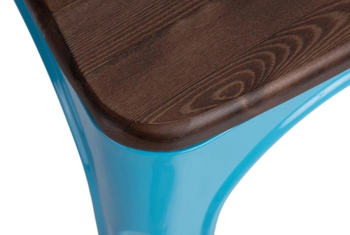 Krzesło do jadalni Paris Arms Wood D2.DESIGN niebieskie metalowe z drewnianym siedziskiem