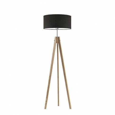 Lampa podłogowa drewniana HAITI brązowa z abażurem do salonu i sypialni LYSNE 138 cm