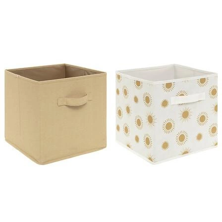 Zestaw 2 składanych pudełek Soleil 29x29 do regału na zabawki żółty Atmosphera